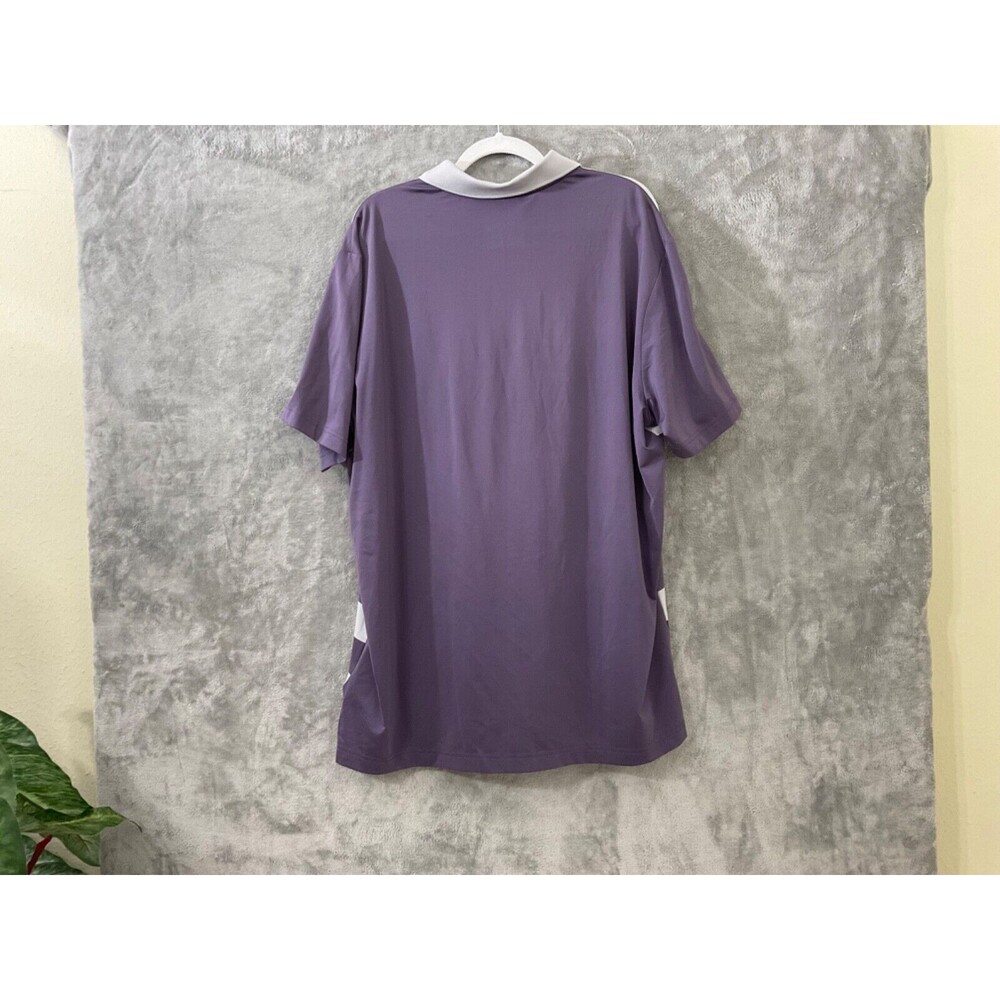 Adidas Golf Polo Shirt Mens XL Purple Gray Striped Stretch Short Sleeve - Picture 4 of 10